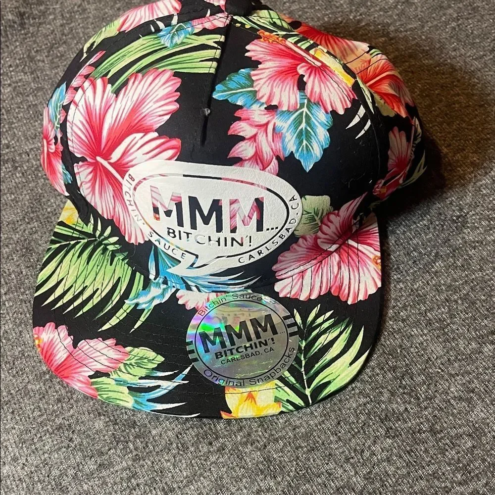 NEW mmm bitchin sauce Floral Black Snapback Hat